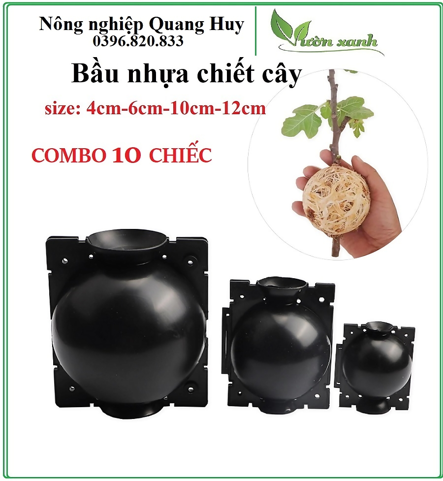 Set 10 bầu chiết cành, dụng cụ chiết cành bảo vệ mắt chiết tối đa, tăng khả năng ra rễ và sức sống của mắt chiết